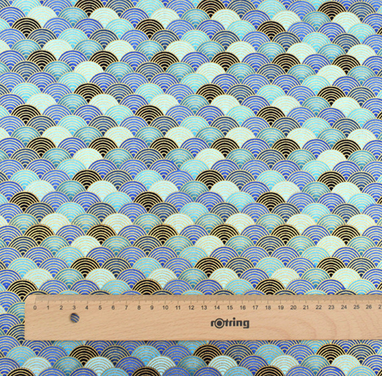 Japanese Floral Cotton Fabric with Wind Stamping