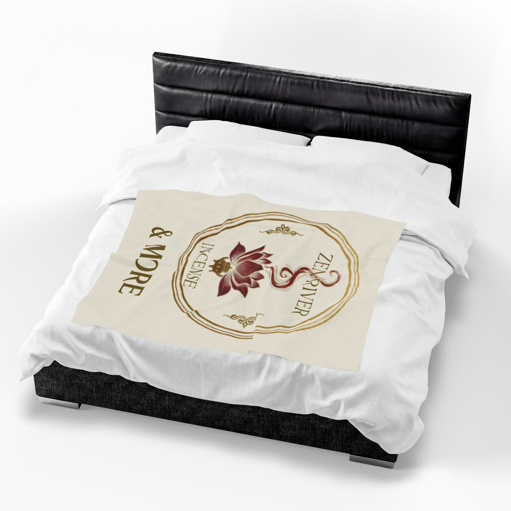 Velveteen Plush Blanket — 'Zen River Incense & More' Lotus Meditation Throw