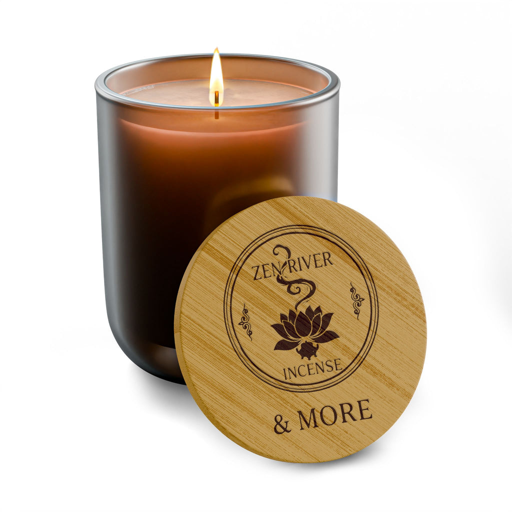 14oz Soy Candle w/ Bamboo Lid, Multiple Scents & Colors — ZRI Logo