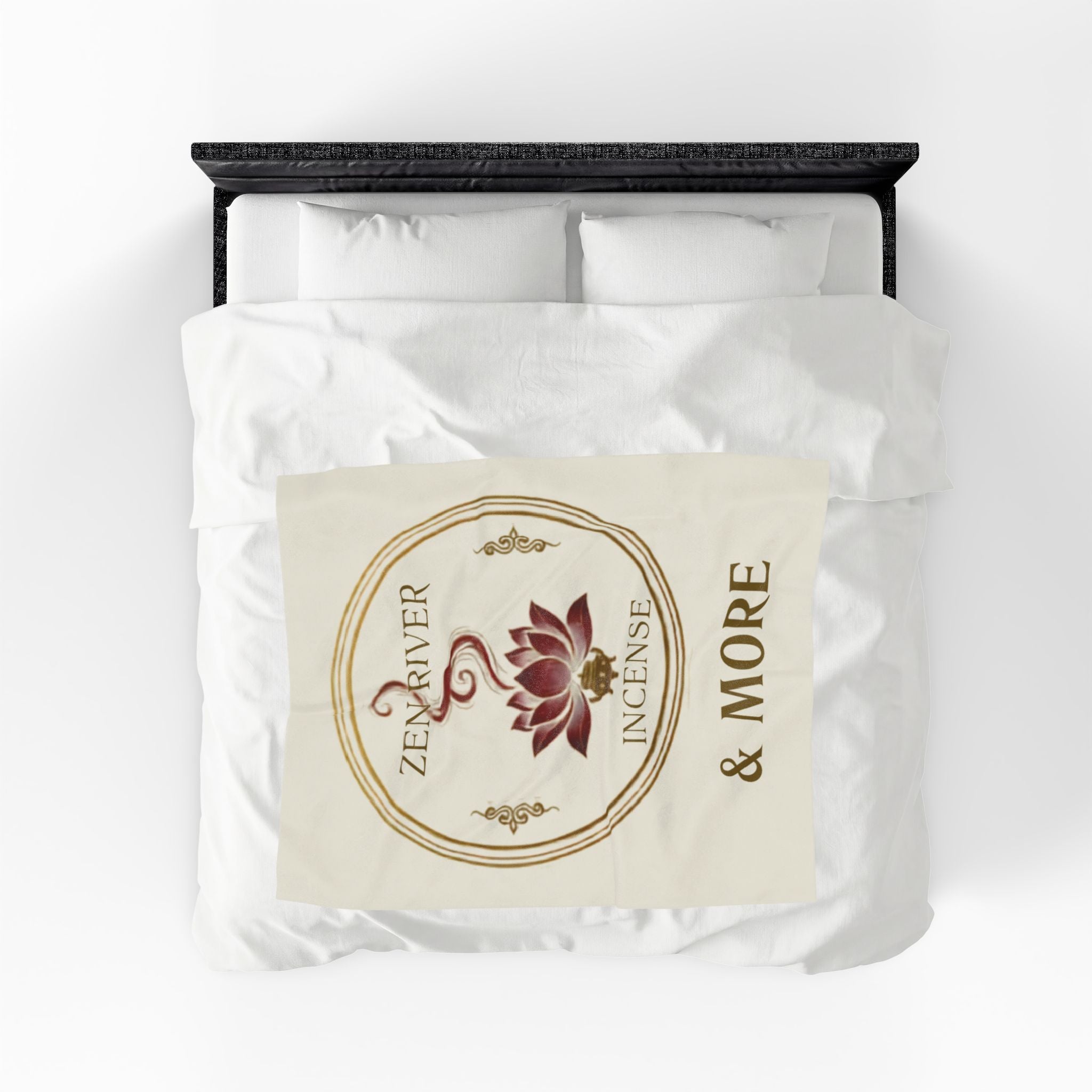 Velveteen Plush Blanket — 'Zen River Incense & More' Lotus Meditation Throw