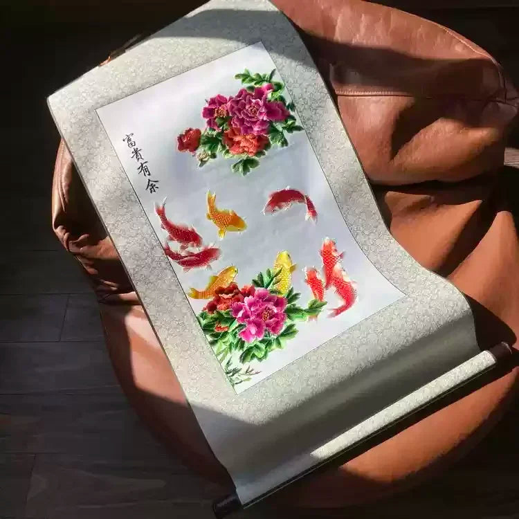 Silk Embroidery Scroll Painting – Chinese Style Silk Handicraft