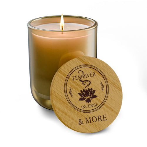 14oz Soy Candle w/ Bamboo Lid, Multiple Scents & Colors — ZRI Logo