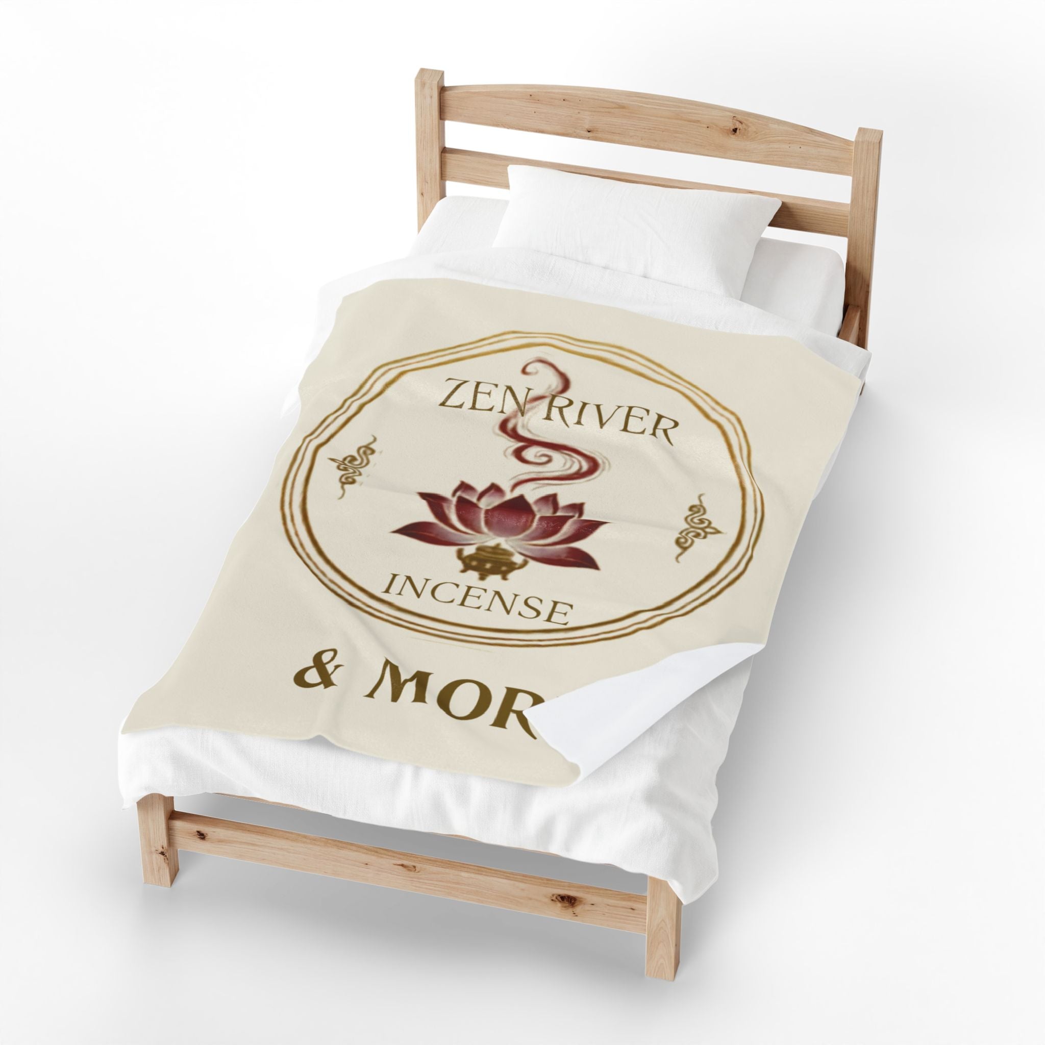 Velveteen Plush Blanket — 'Zen River Incense & More' Lotus Meditation Throw