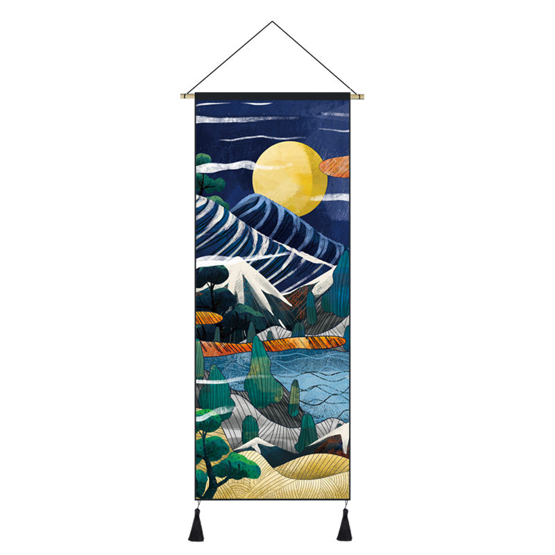 Japanese Style Scroll Painting of Crane, Landscape, or Lady