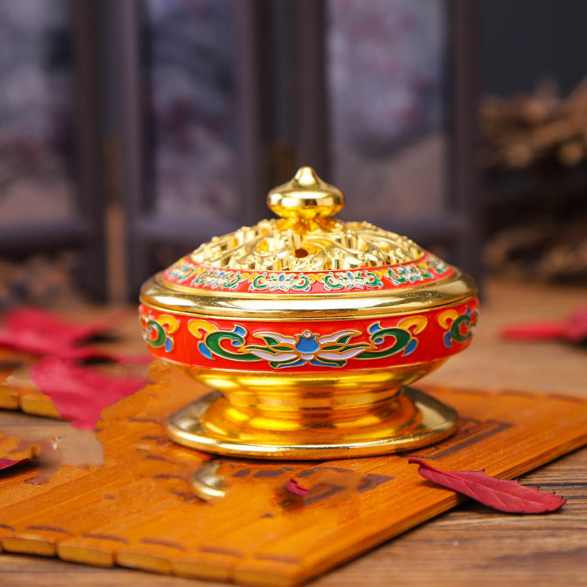 Antique-Style Incense Burner, Gold Finish