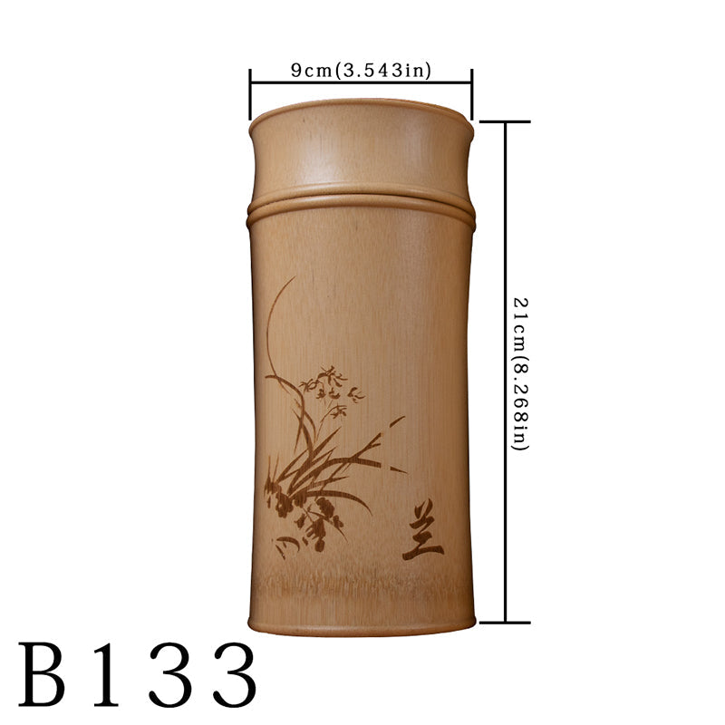 The Four Gentlemen | Hand-Carved Bamboo Tea Caddy