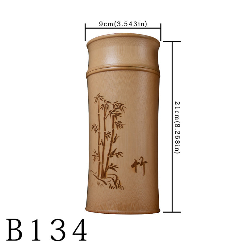 The Four Gentlemen | Hand-Carved Bamboo Tea Caddy