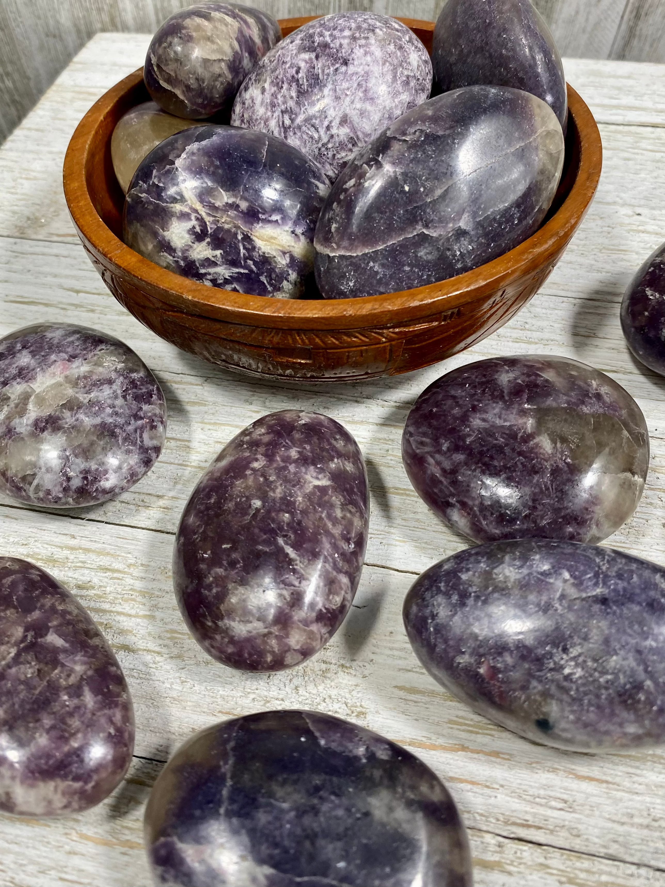 Lepidolite with Citrine Palm Stone