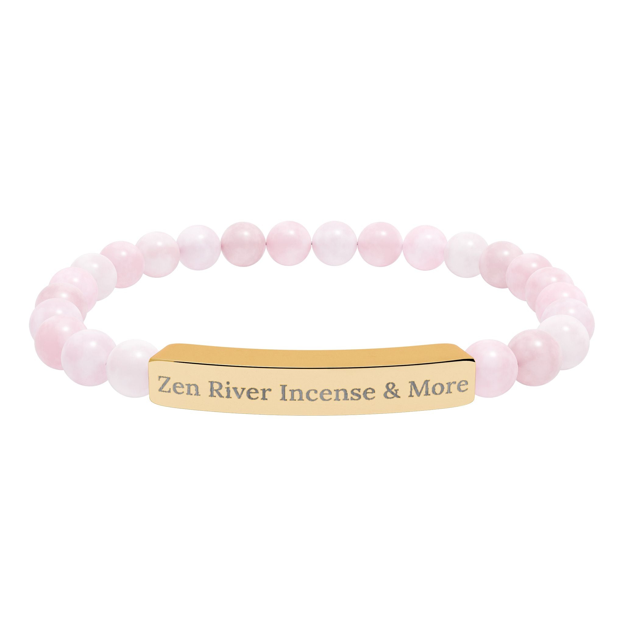 Natural Stone Bead Bracelet w/ Engraved Bar — ZRI Store Name (or customize it!)