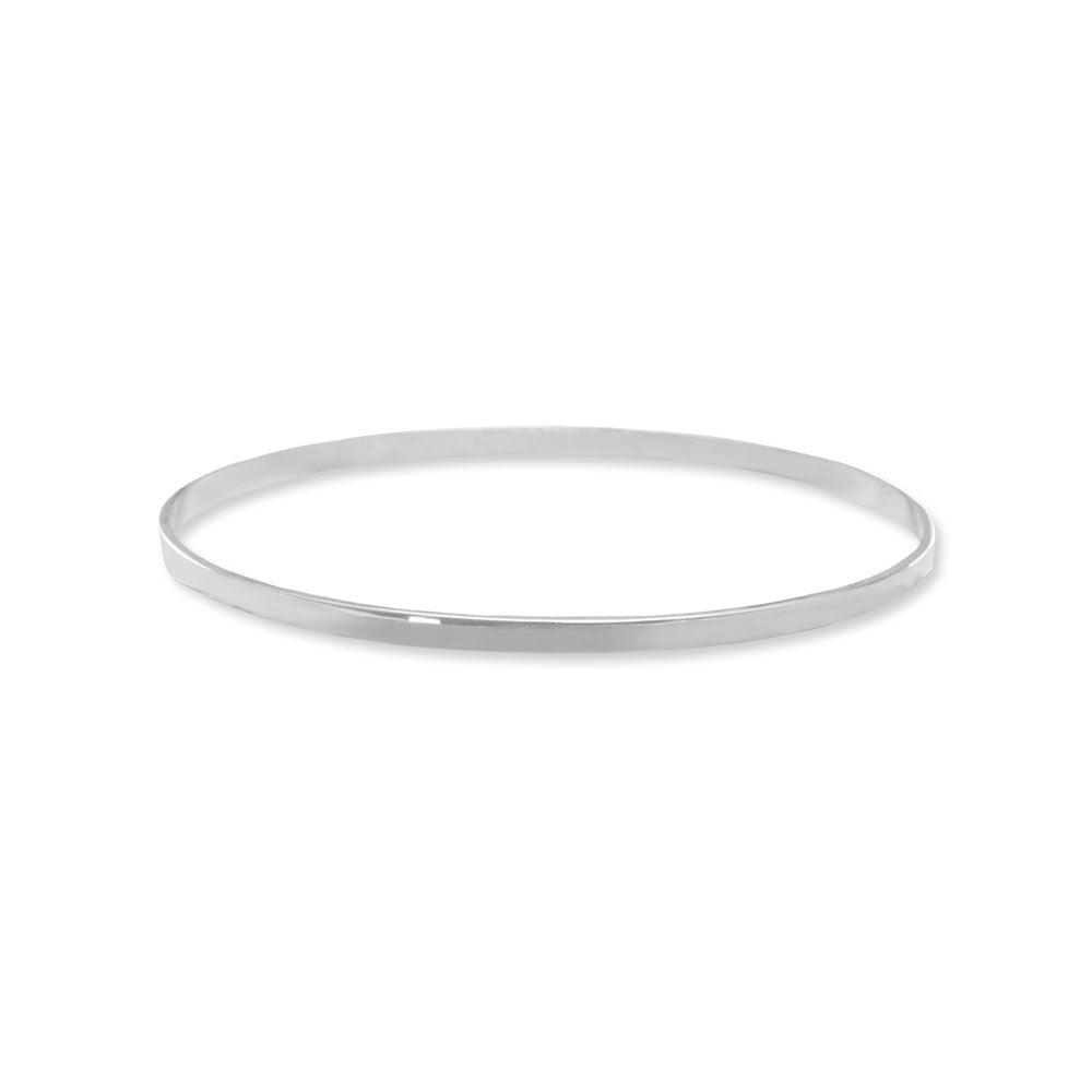 Flat Silver Bangle Bracelet