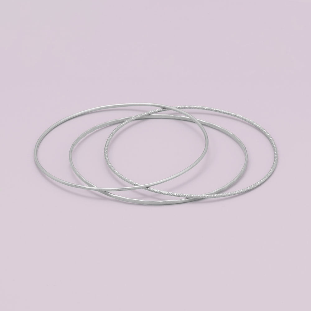 Hammered Silver Bangle Bracelet