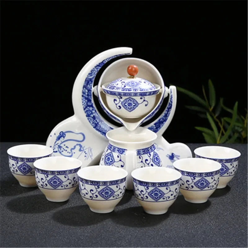 Portable Chinese Ceramic Tea Set with Travel Teapot & Cups