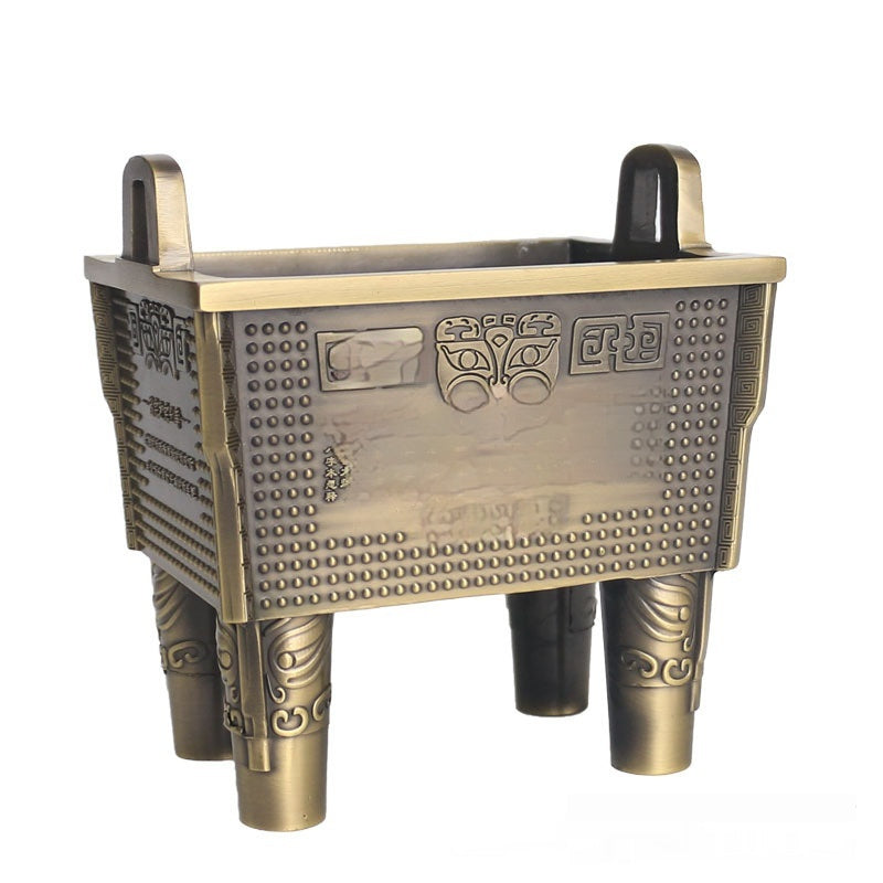 Antique-Style Rectangular Alloy Incense Burner