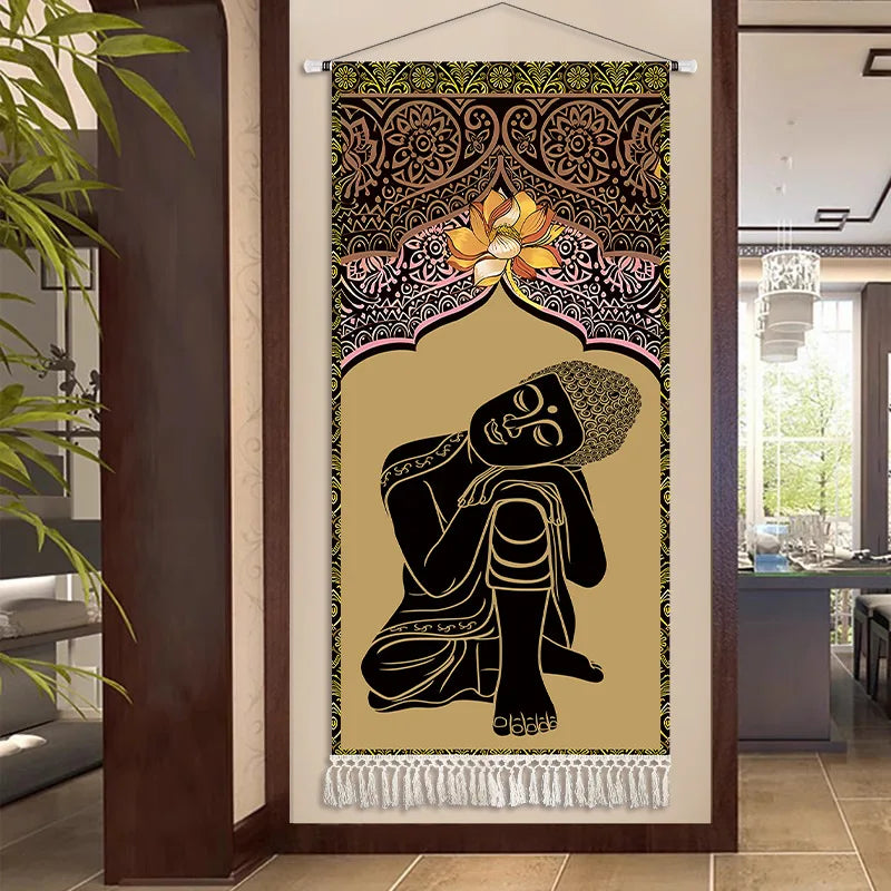 Thai Zen Elephant Soft Fabric Hanging Painting Corridor Decorative Painting Wall Hanging Cloth Living Room Mural Anime Poster