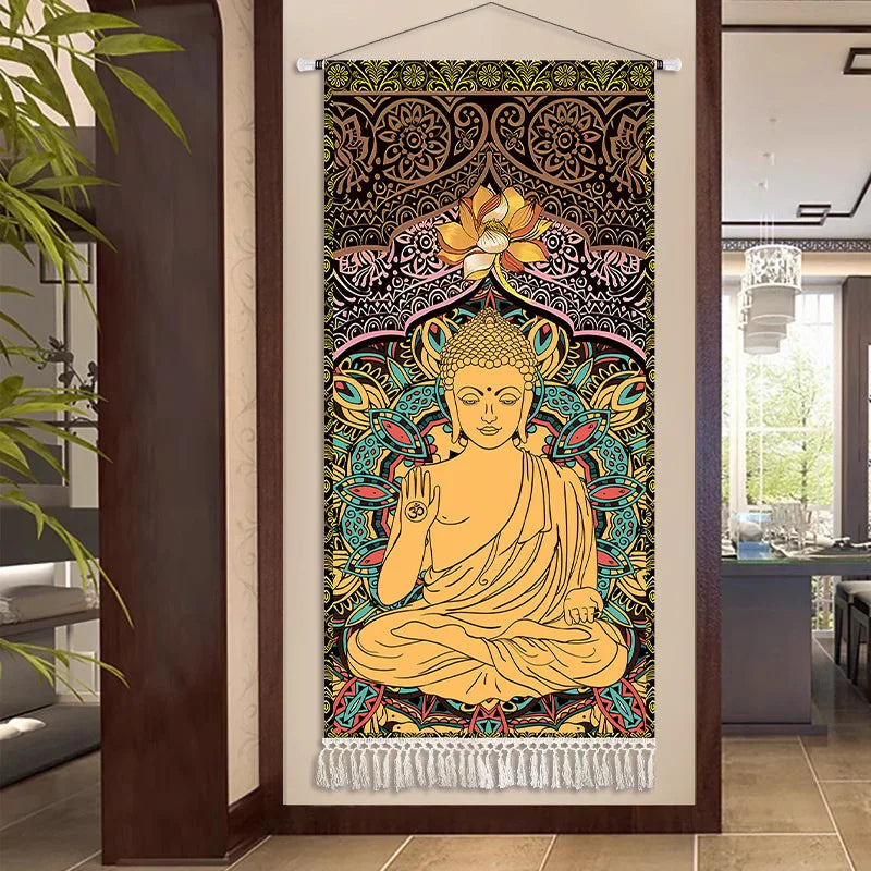 Thai Zen Elephant Soft Fabric Hanging Painting Corridor Decorative Painting Wall Hanging Cloth Living Room Mural Anime Poster
