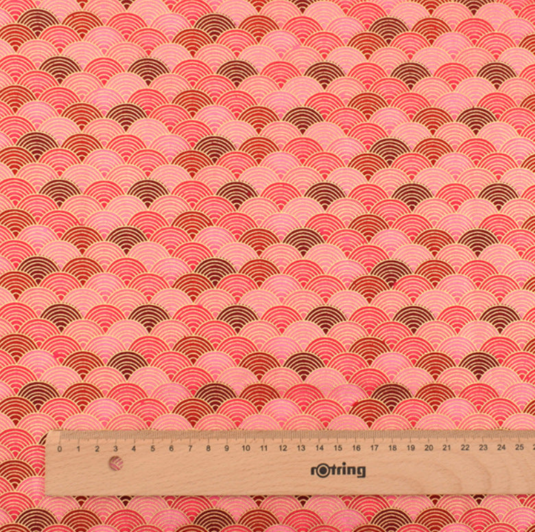 Japanese Floral Cotton Fabric with Wind Stamping