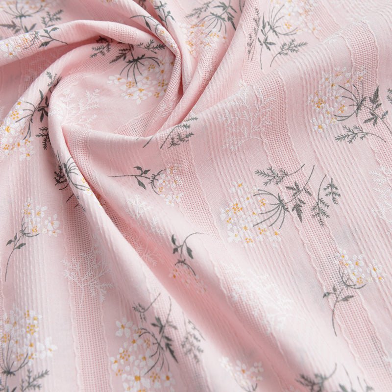 Small Floral Jacquard Embroidered Cotton Fabric