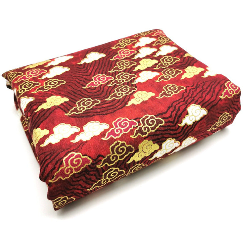 Japanese Floral Cotton Fabric with Wind Stamping