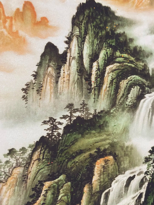 Antique hand-painted long scroll, Landscape Painting of the Qing Dynasty in China, 4 pieces, #202501-02