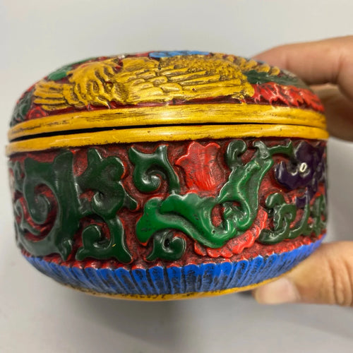 Antique Lacquerware Dragon Box – Qing-Style Hand-Painted (Collectible)