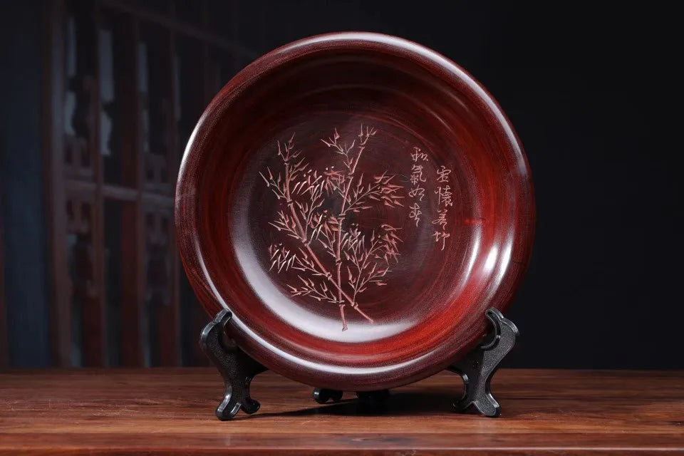 Red Sandalwood “Gold Rice” Bowl – Solid Wood Handicraft Ornament