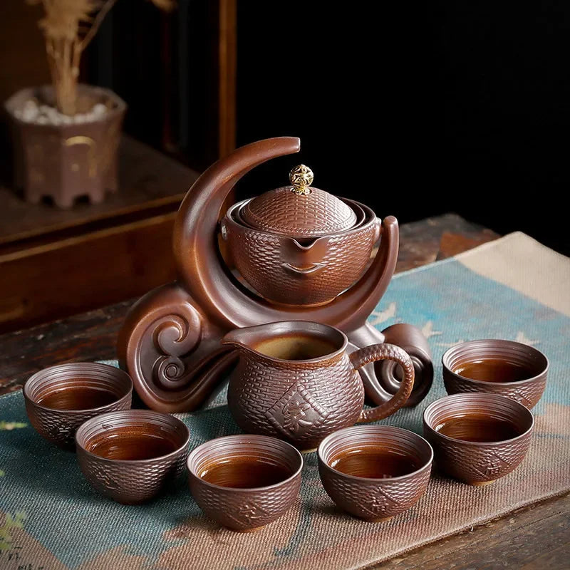 Portable Chinese Ceramic Tea Set with Travel Teapot & Cups