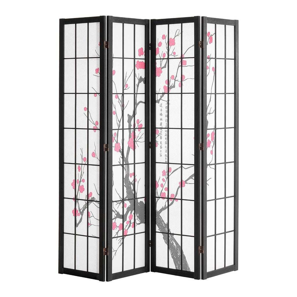 4 Panel Wood Japanese Room Divider Screen for Room Separation Home Office Restaurant & Bedroom