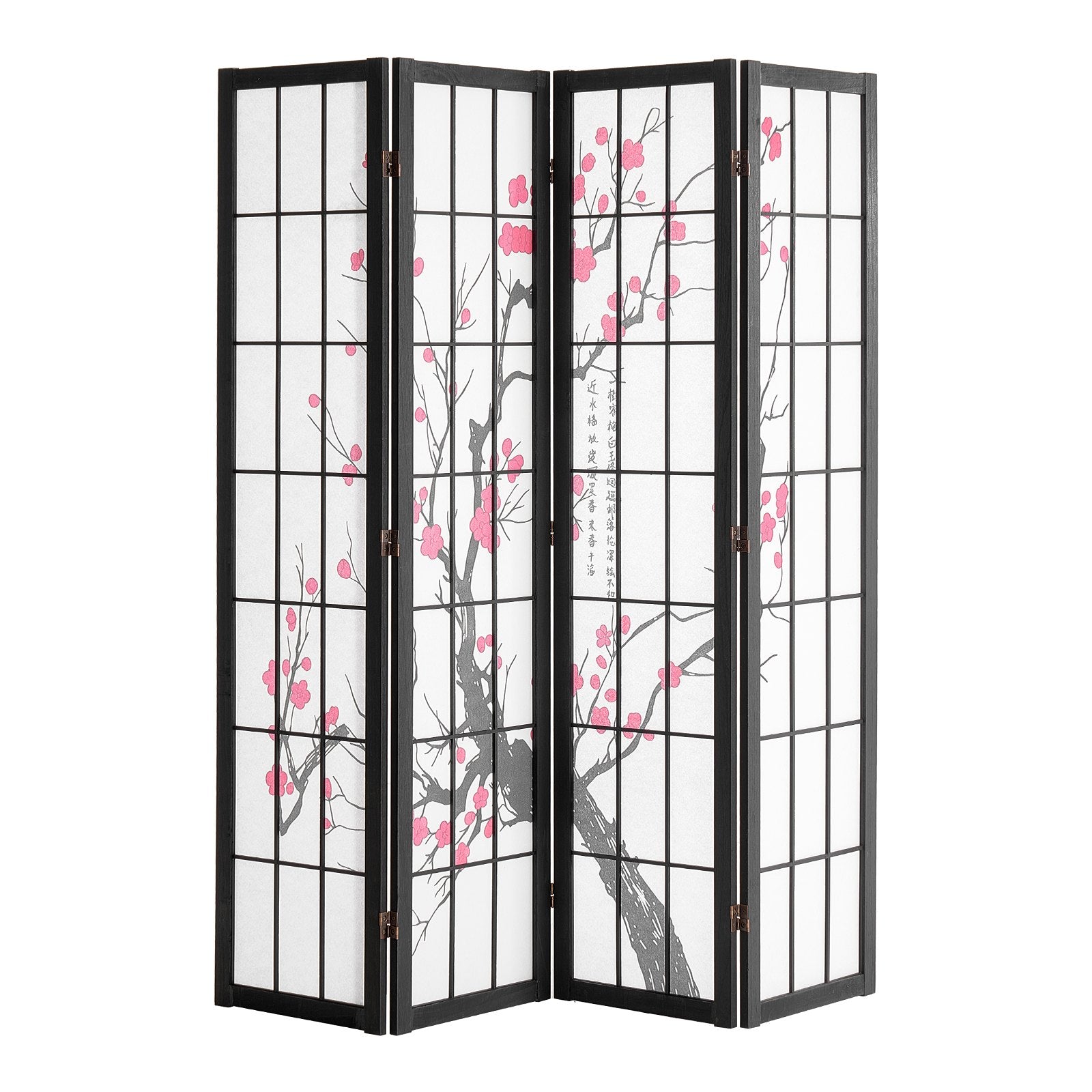 4 Panel Wood Japanese Room Divider Screen for Room Separation Home Office Restaurant & Bedroom