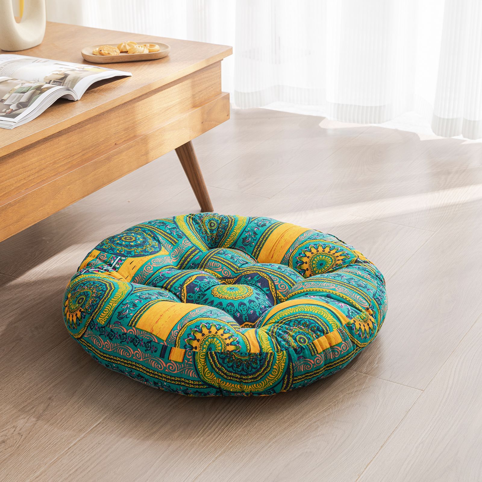 Japanese-Style Cotton Futon Floor Cushion (Round or Square)