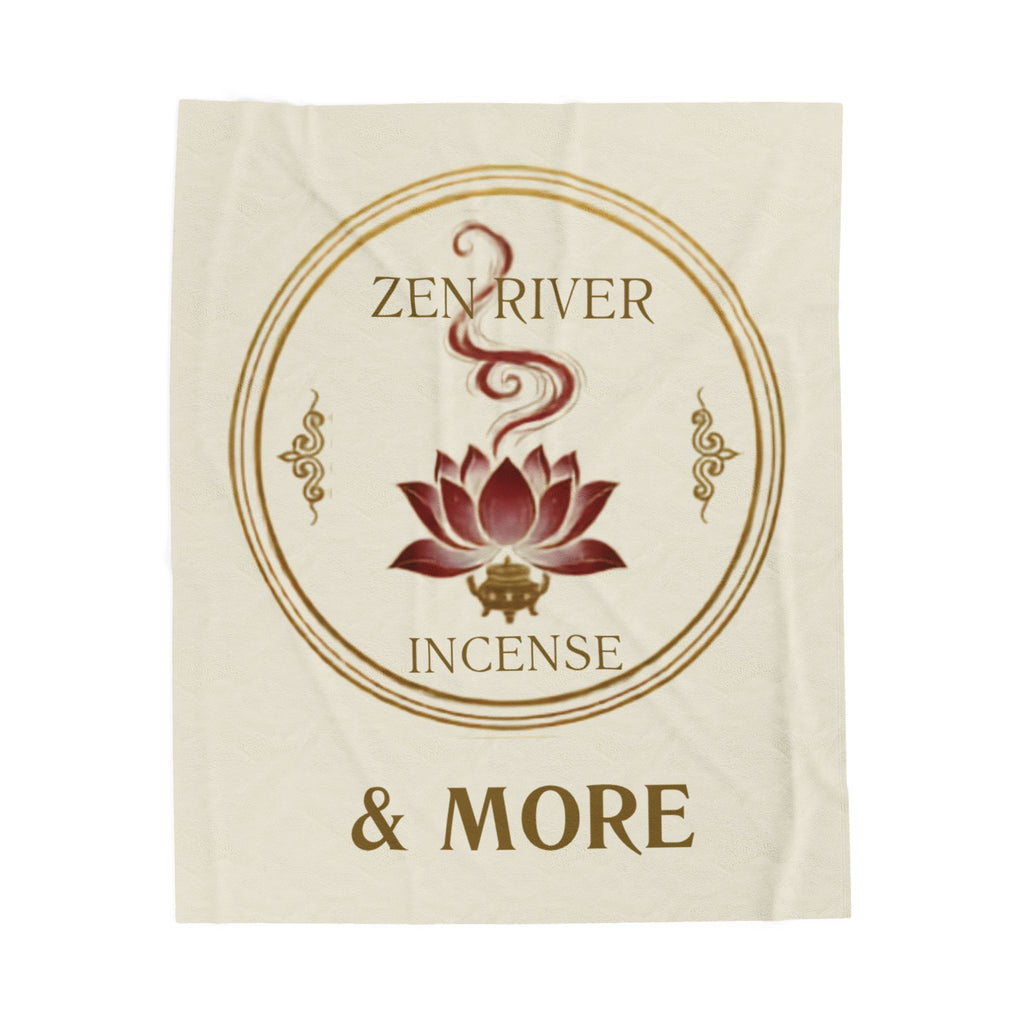 Velveteen Plush Blanket — 'Zen River Incense & More' Lotus Meditation Throw