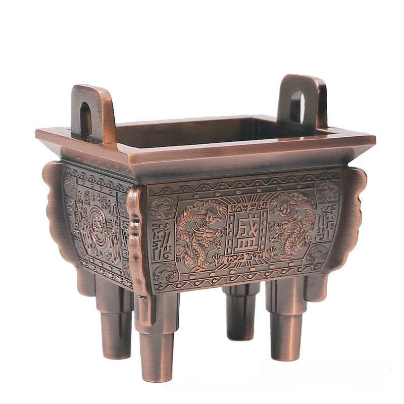 Antique-Style Rectangular Alloy Incense Burner