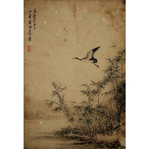 Japanese Traditional Asian Landscape Poster Retro Ukiyo-e Zen Ink Mountain Scenery Canvas Painting Wall Art for Room Home Decor