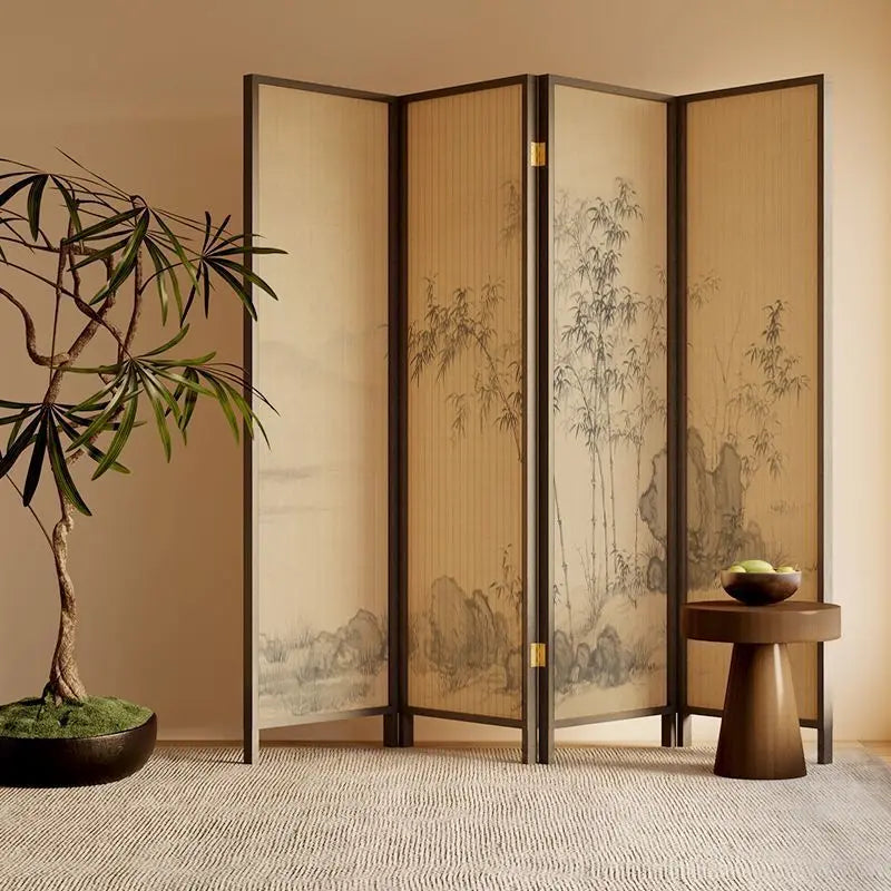New Chinese Zen Room Divider Screen – Wabi‑Sabi Partition with Song‑Dynasty Aesthetic