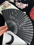 Chinese Silk Folding Fan, 7" Embroidered Bamboo, Unisex