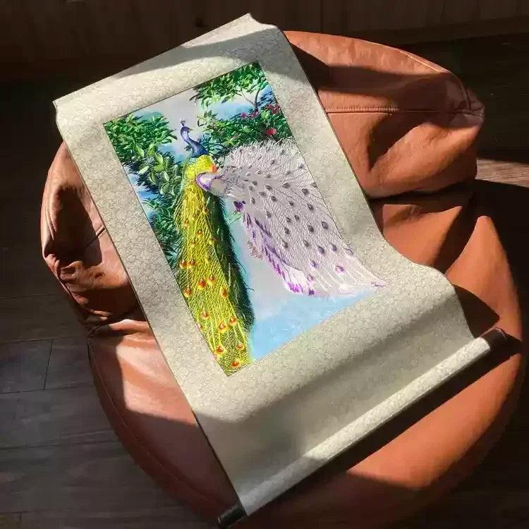 Silk Embroidery Scroll Painting – Chinese Style Silk Handicraft