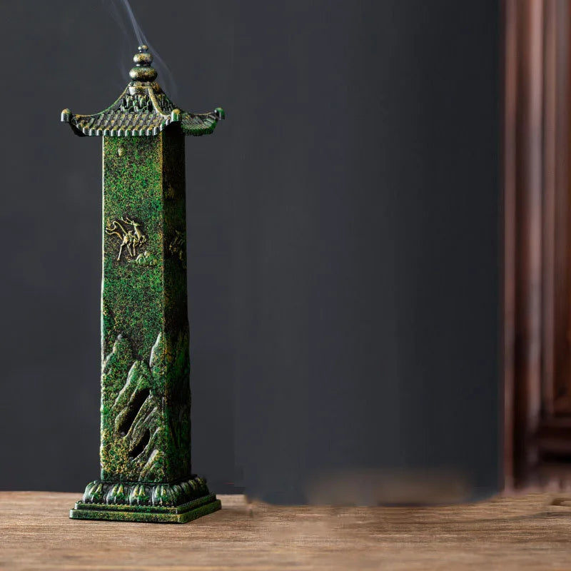 Deer Motif Pagoda Tower Incense Burner
