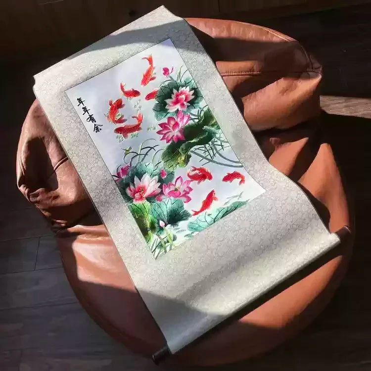 Silk Embroidery Scroll Painting – Chinese Style Silk Handicraft
