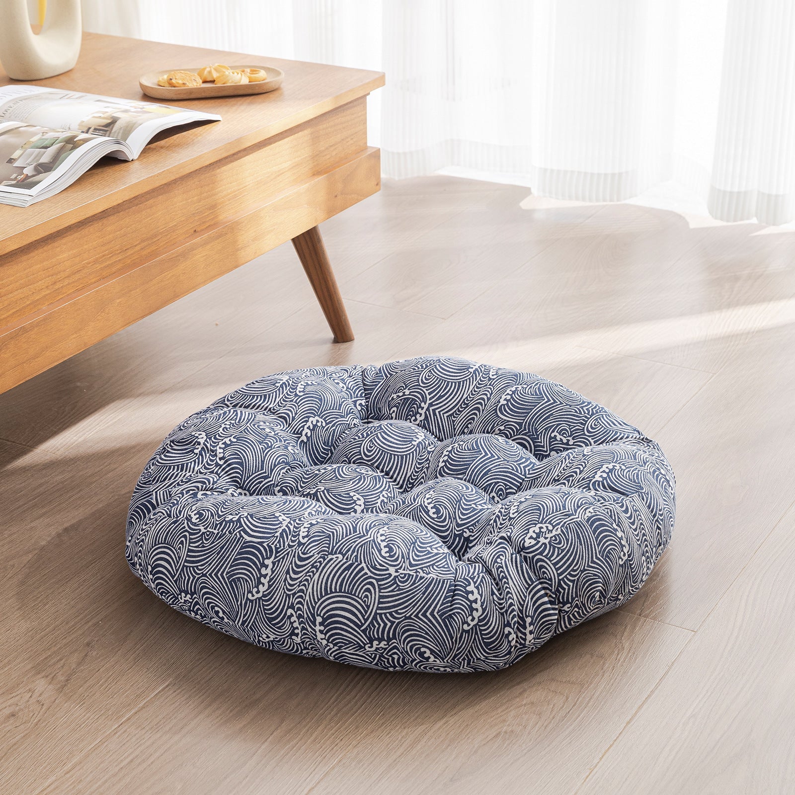Japanese-Style Cotton Futon Floor Cushion (Round or Square)