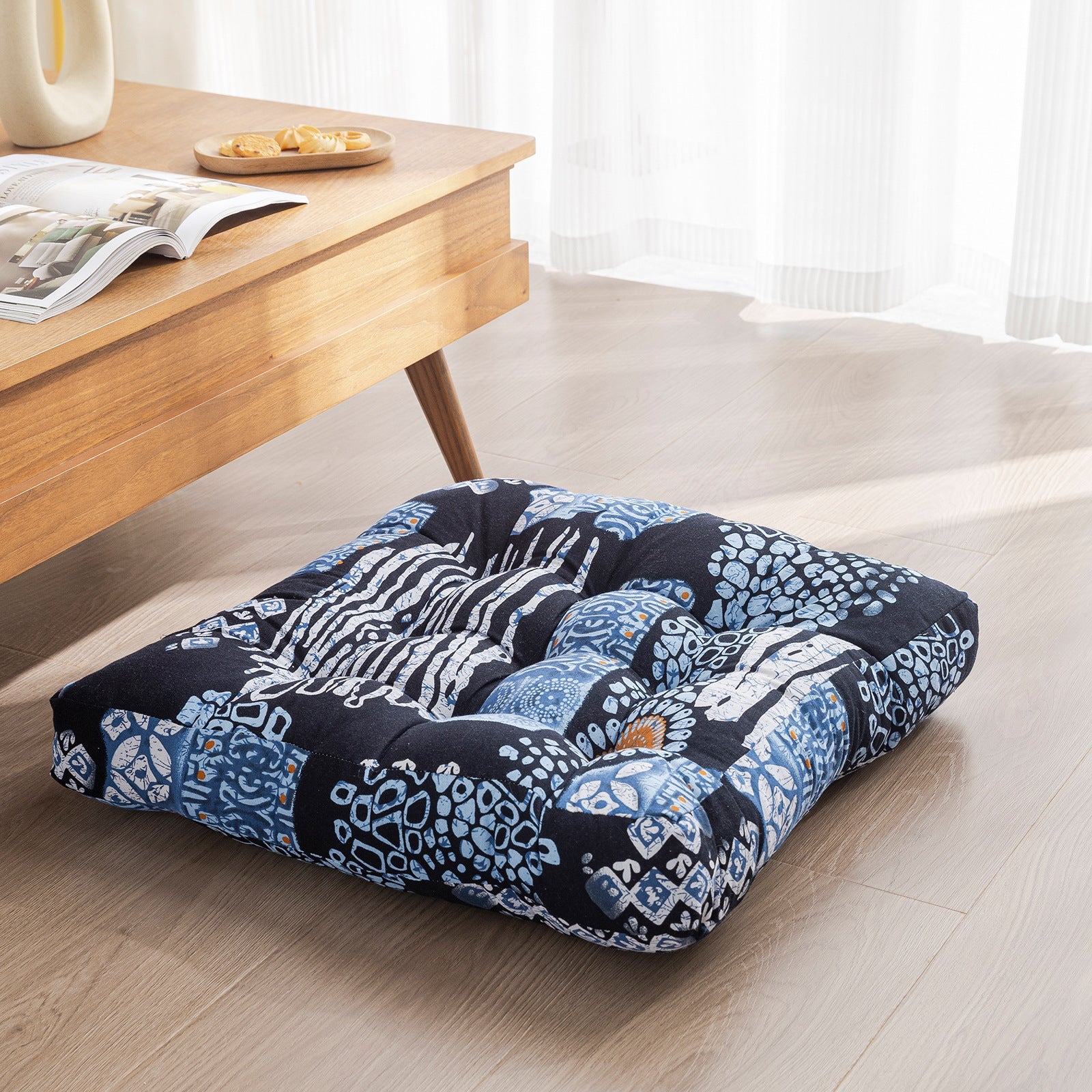Japanese-Style Cotton Futon Floor Cushion (Round or Square)
