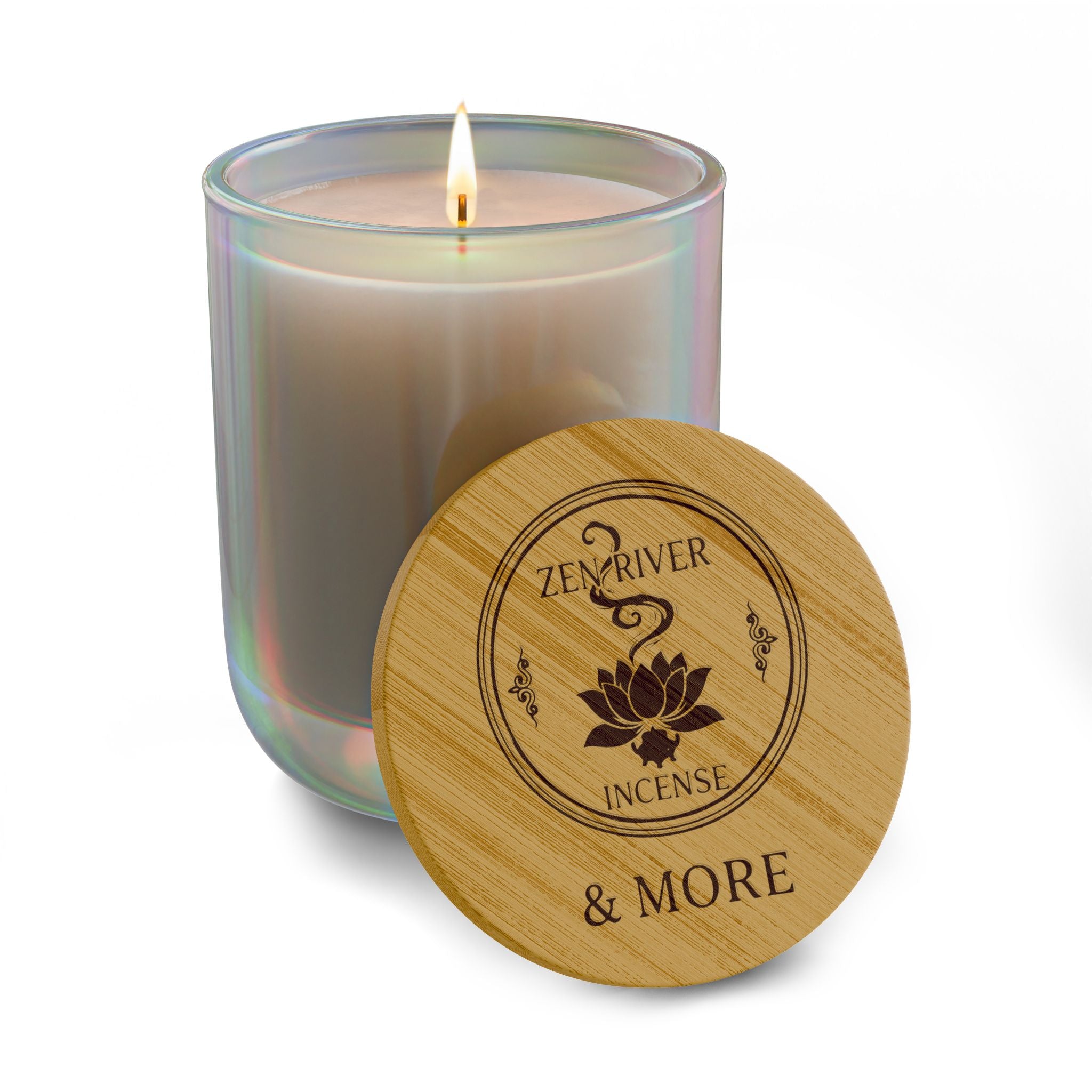 14oz Soy Candle w/ Bamboo Lid, Multiple Scents & Colors — ZRI Logo