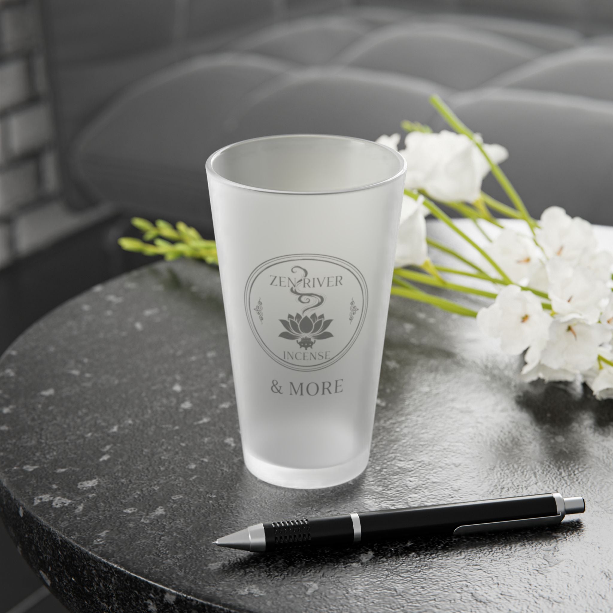 Frosted 16oz Pint Glass —ZRI Logo