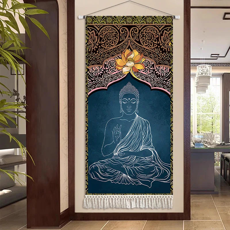 Thai Zen Elephant Soft Fabric Hanging Painting Corridor Decorative Painting Wall Hanging Cloth Living Room Mural Anime Poster