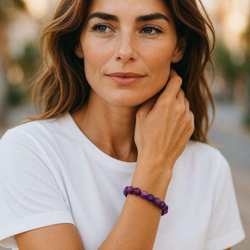 Amethyst Crystal Beaded Bracelet for Calm and Healing