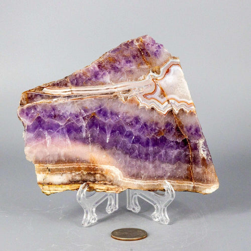 Amethyst Laced Agate Crystal Slab Purple Banded Stone