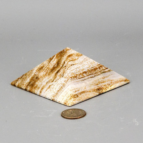 Banded Chocolate Calcite Crystal Pyramid, Polished