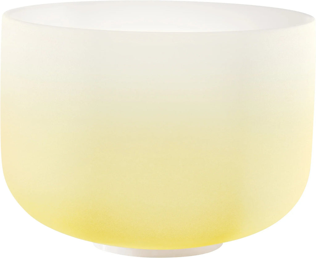 12" Color-Frosted Crystal Singing Bowl, Yellow, Note E4, Solar Plexus Chakra