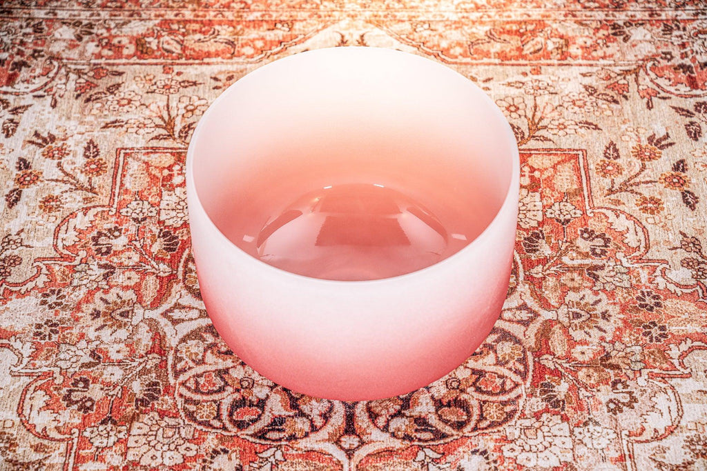 14" Color-Frosted Crystal Singing Bowl, Red, Note C4, Root Chakra