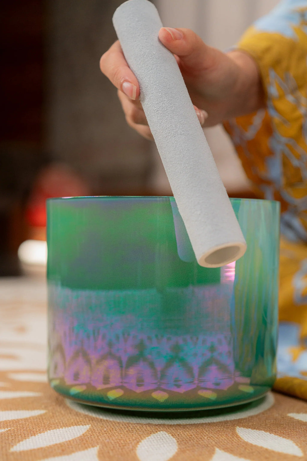 6.75" Essence Solfeggio Crystal Singing Bowl, 285 Hz, Turquoise Green
