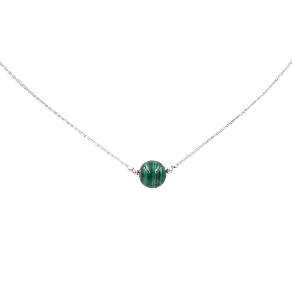 Malachite Solitaires ~ Necklace & Earrings Set