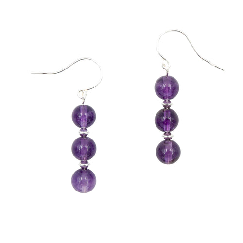 Amethysts On Silver ~ Necklace & Earrings Set